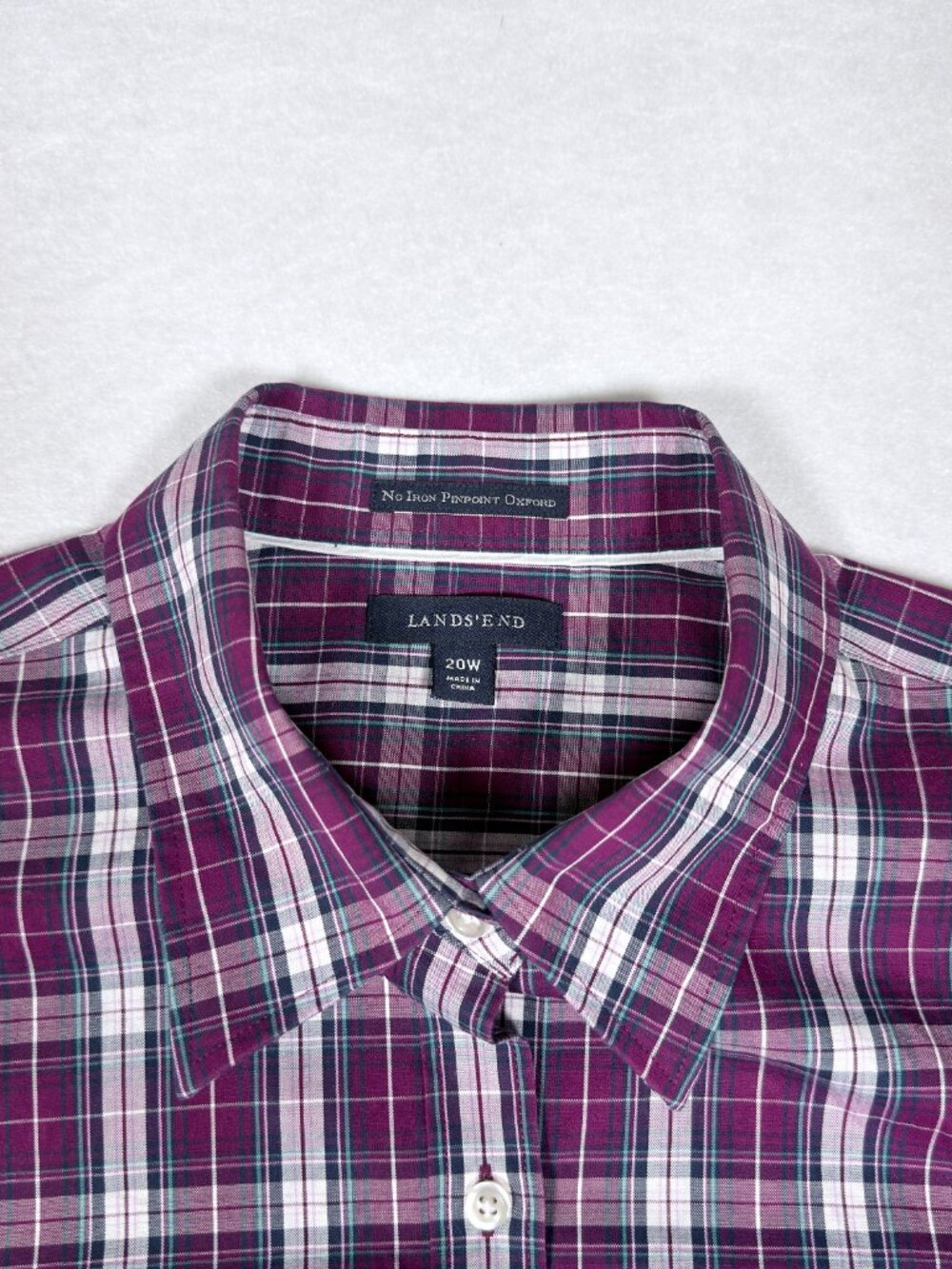 Lands' End No Iron Pinpoint Oxford Women's button up Size: 20W - Picture 2 of 12